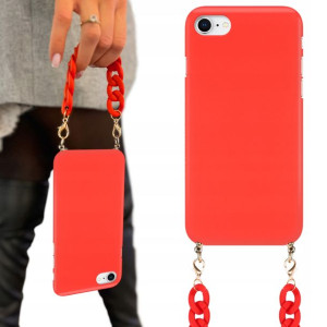Etui Matowe Red Łańcuszek BLINK do IPHONE SE2/ SE3