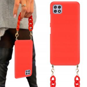 Etui Matowe Red Łańcuszek BLINK do SAMSUNG A22 5G