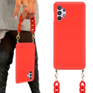 Etui Matowe Red Łańcuszek BLINK do SAMSUNG A32 4G