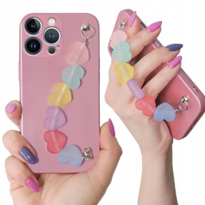 Etui Metalic Róż Łańcuszek Serca do IPHONE 13 PRO