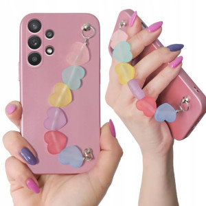 Etui Metalic Różowy Łańcuszek Serca do SAMSUNG A32