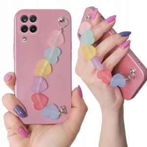 Etui Metalic Różowy Łańcuszek Serca do SAMSUNG M12