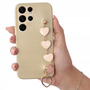 Etui Metalic ZŁOTY do SAMSUNG S22 ULTRA Łańcuszek