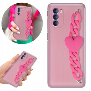 Etui Metallic Blink Róż do MOTOROLA G51 5G Serce