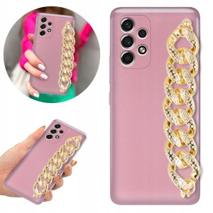 Etui Metallic Blink Róż do SAMSUNG A53 5G Łańcuch