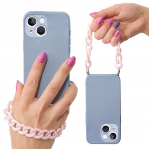 Etui Metallic NIEBIESKI do IPHONE 13 Łańcuch Róż