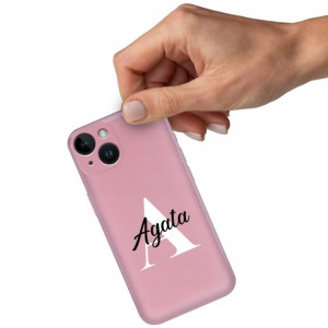 Etui Metallic Róż do IPHONE 14 Twoje Imię Inicjał