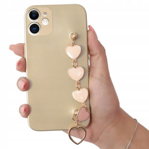 Etui Metallic ZŁOTY do IPHONE 11 Łańcuszek Serca