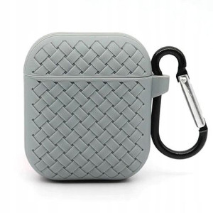 Etui Na Słuchawki AIRPODS Guma Pleciona SZARE
