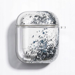 Etui Na Słuchawki AIRPODS Liquid Brokat SREBRNY