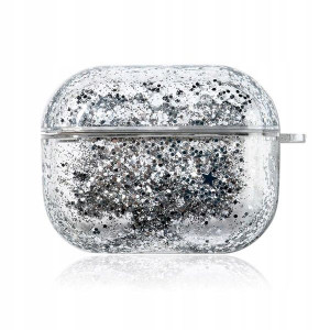 Etui Na Słuchawki AIRPODS PRO Liquid Brokat SREBR