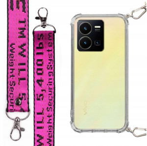 Etui Obudowa Antishock + Smycz Fuksja do VIVO Y35