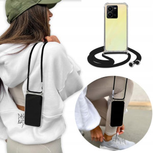 Etui Obudowa Crossbody do VIVO Y35 Czarny Sznurek