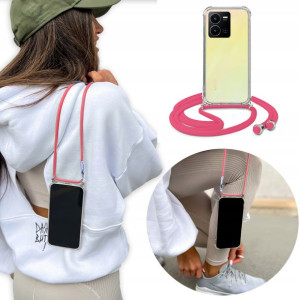 Etui Obudowa Crossbody do VIVO Y35 Różowy Sznurek