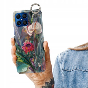 Etui Pasek do HUAWEI HONOR X8 Modne Liście Wzory