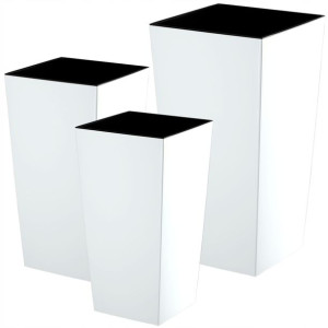 Zestaw 3x Donica Doniczka Wkład Połysk Biała 57cm