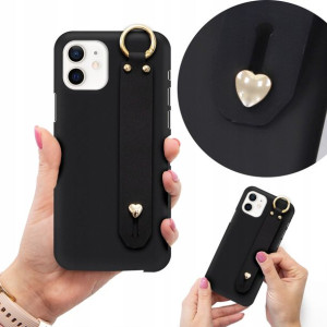 Etui Piękne Matowe Czarne z Paskiem do IPHONE 12