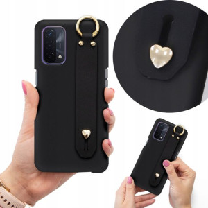 Etui Piękne Matowe Czarne z Paskiem do OPPO A93 5G