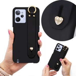 Etui Piękne Matowe Czarne z Paskiem do REALME C31