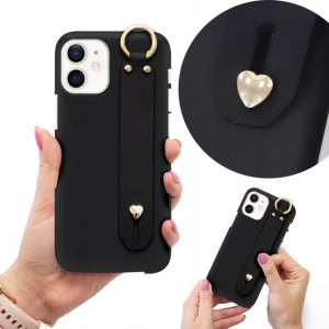 Etui Top Matowe Czarne z Paskiem do IPHONE 12 MINI