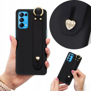 Etui Top Matowe Czarne z Paskiem do OPPO RENO 5 5G