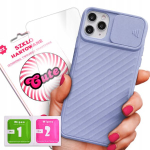 Etui Z Ochroną Aparatu FIOLET do IPHONE X/ XS +9H