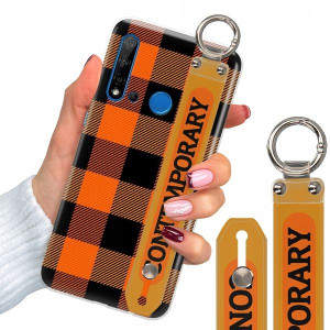 Etui Z Paskiem do HUAWEI NOVA 5i W Kratkę Wzory