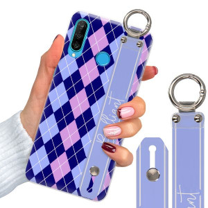 Etui Z Paskiem do HUAWEI P30 LITE W Kratkę Wzory
