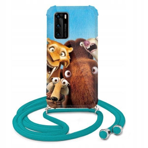 Etui Crossbody Do HUAWEI P40 Turkus Sznurek Wzory