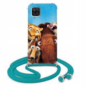 Etui Crossbody Do SAMSUNG A12 Turkus Sznurek Wzory