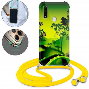 Etui Crossbody Żółty Do OPPO A8 Ochronne Top Wzory