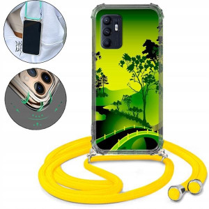 Etui Crossbody Żółty Do OPPO RENO 6 Ochronne Wzory