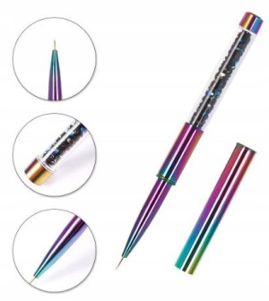 Pędzelek do zdobień cienki 5mm RAINBOW kryształki