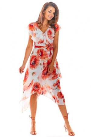 Awama Sukienka Model A308 Red Flowers 42