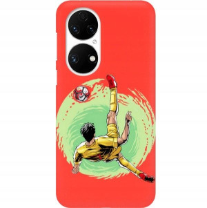 Etui Matowe Czerwony do HUAWEI P50 Football Wzory