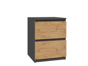 Szafka Stolik Nocny 2 Szuflady W2 Antracyt / Dąb Artisan
