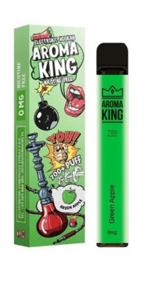 AROMA KING Hookah jednorazówka 0 MG beznikotynowa 700 puffs GREEN APPLE
