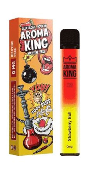 AROMA KING Hookah jednorazówka 0 MG beznikotynowa 700 puffs STRAWBERRY BULL