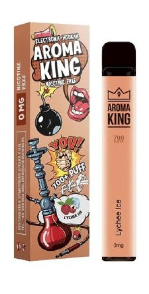 AROMA KING Hookah jednorazówka 0 MG beznikotynowa 700 puffs LYCHEE