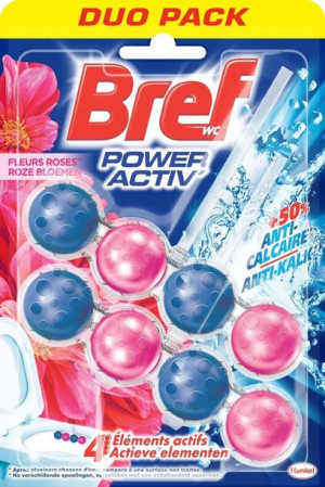 Bref Power Activ Zawieszka do WC Fleurs Rose 2x50g