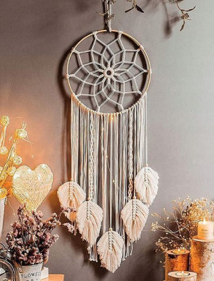 Makrama na Ścianę Boho Łapacz Snów Ozdoba Ścienna