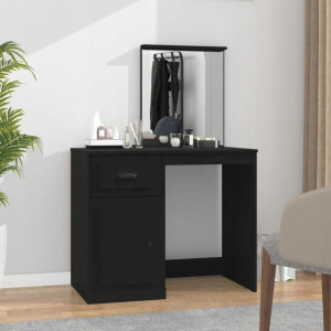 Toaletka z lustrem, czarna, 90x50x132,5 cm Lumarko