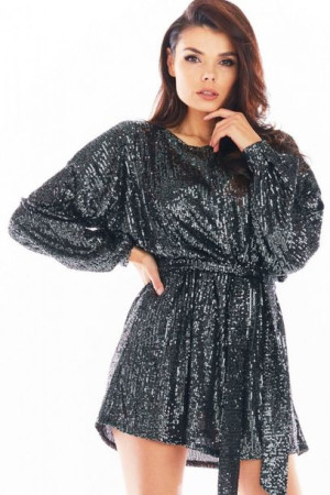Awama Sukienka Model A400 Cekiny Grafit L/XL
