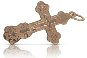 Złoty krzyż Prawosławny 14k 585 zawieszka krzyżyk czerwone złoto oc005r
