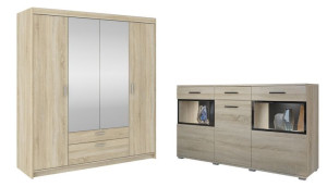 Zestaw Mebli SZAFA 180 cm  + KOMODA 150 cm BINGO DĄB SONOMA