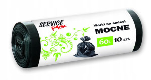 Worki na śmieci Service Pack 60 litrów 10 sztuk czarne wytrzymałe