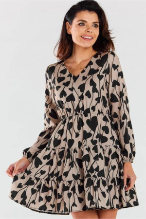 Awama Sukienka Model A470 Beige/Black Hearts M