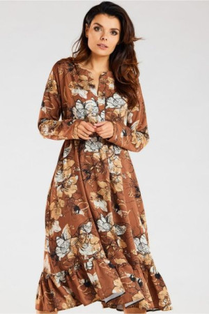 Awama Sukienka Model A468 Brown Pattern L
