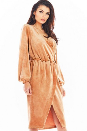 Awama Sukienka Model A406 Welur Beige L