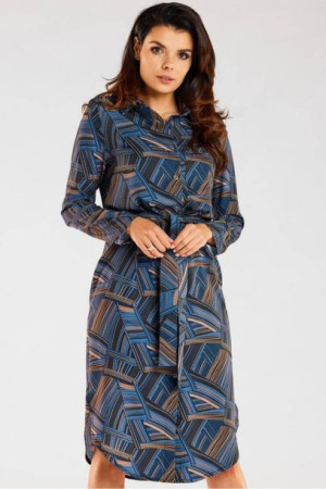 Awama Sukienka Model A465 Navy/Brown Pattern S